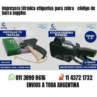 Impresora térmica etiquetas para zebra  código de barra joggins
